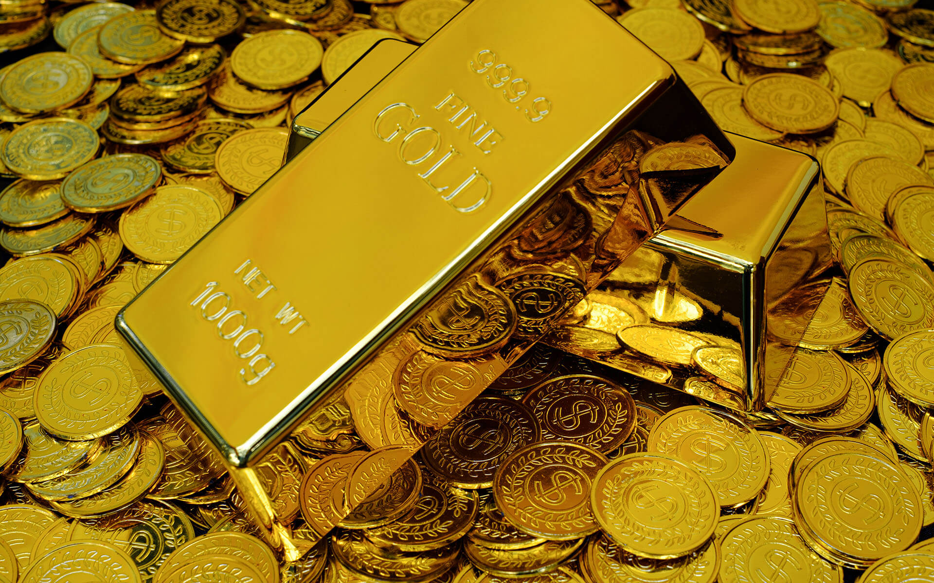 Gold bars and coins featured