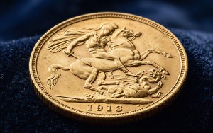 close-up rare gold sovereign